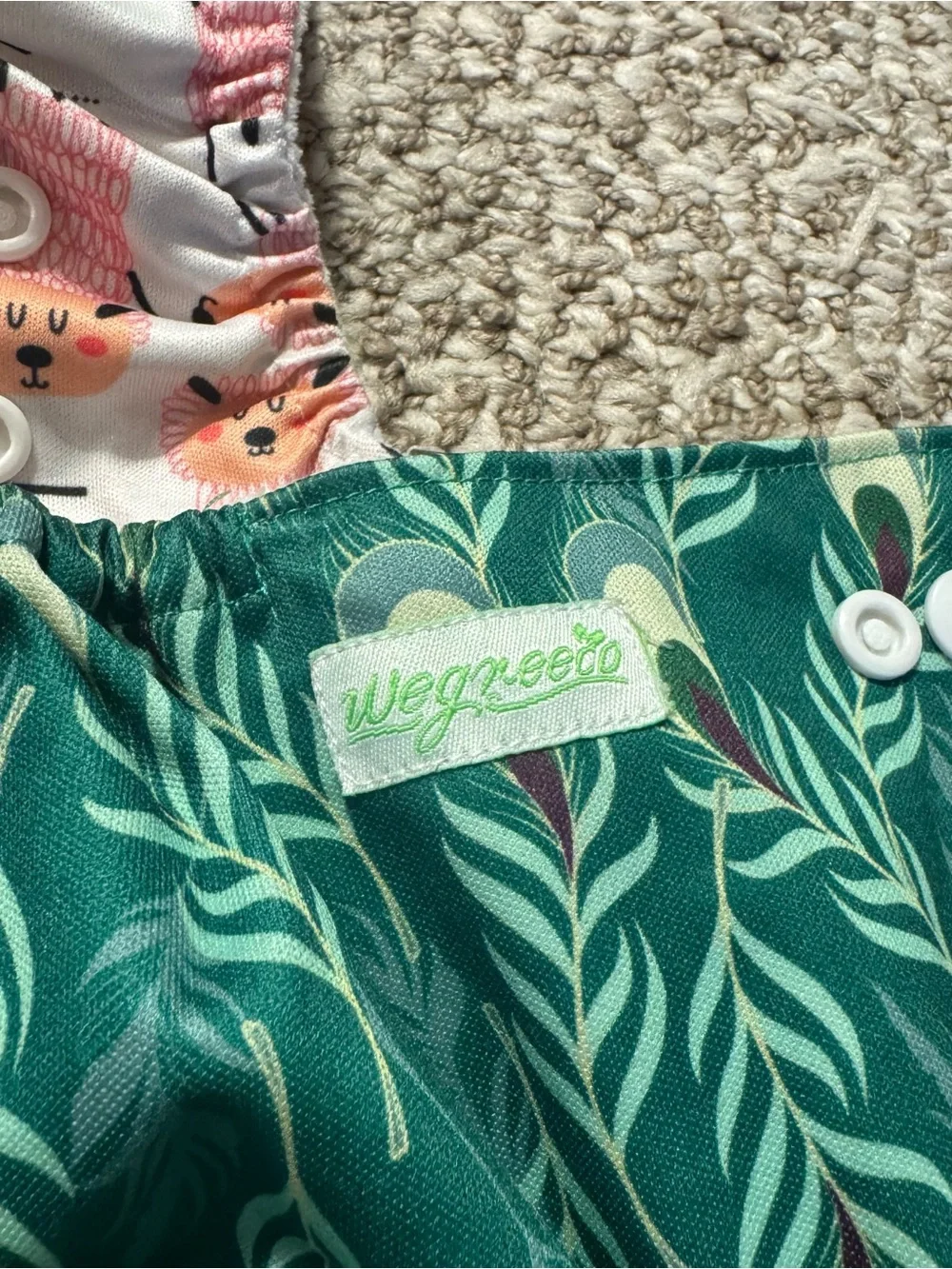 Lot of 6 Wegreeco Cloth Diapers plus 6 Bamboo Inserts One Size Prints